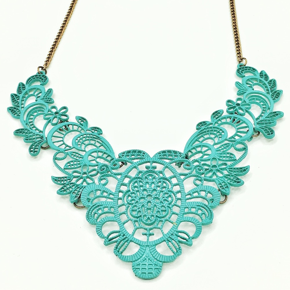 Teal statement necklace NWOT